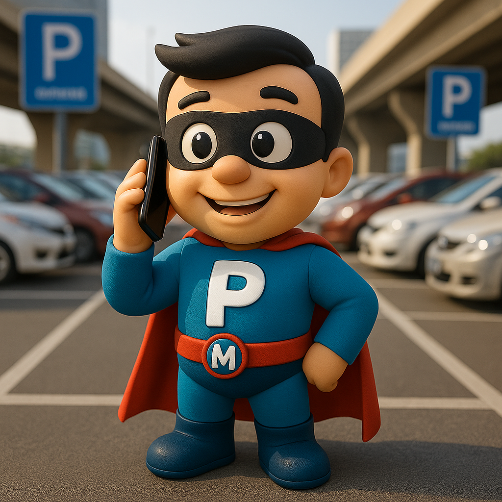 ParkMan character makes a phone call